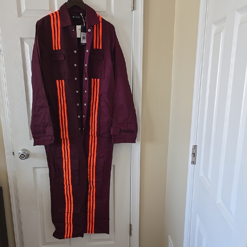Unisex Adidas Ivy Park Burgundy and Orange Long Jumper